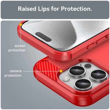SKALO iPhone 16 Pro Max Armor Carbon Stødsikker TPU-cover - Rød
