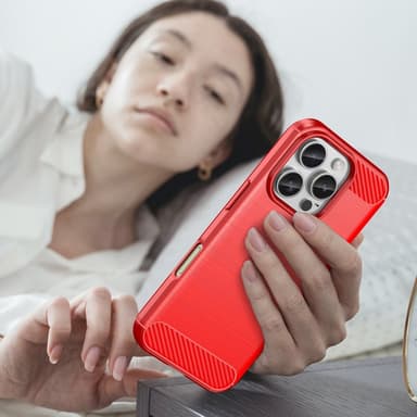 SKALO iPhone 16 Pro Max Armor Carbon Stødsikker TPU-cover - Rød