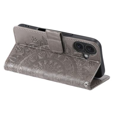 SKALO iPhone 16 Mandala Flip Cover - Grå