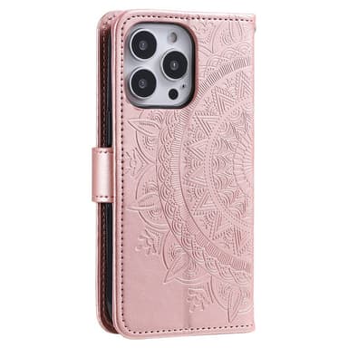 SKALO iPhone 16 Pro Mandala Flip Cover - Rosa guld