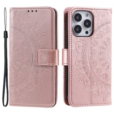 SKALO iPhone 16 Pro Mandala Flip Cover - Rosa guld