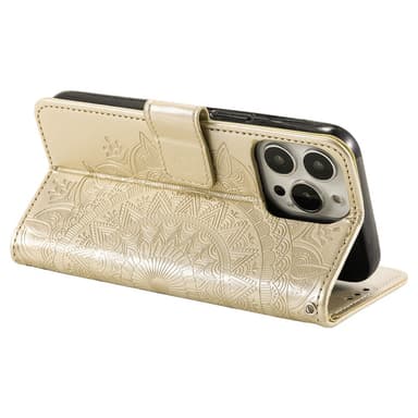 SKALO iPhone 16 Pro Mandala Flip Cover - Guld
