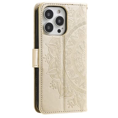 SKALO iPhone 16 Pro Mandala Flip Cover - Guld