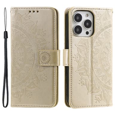 SKALO iPhone 16 Pro Mandala Flip Cover - Guld