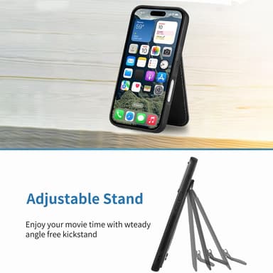 SKALO iPhone 16 Carbon Fiber Cover med kortholder - Sort