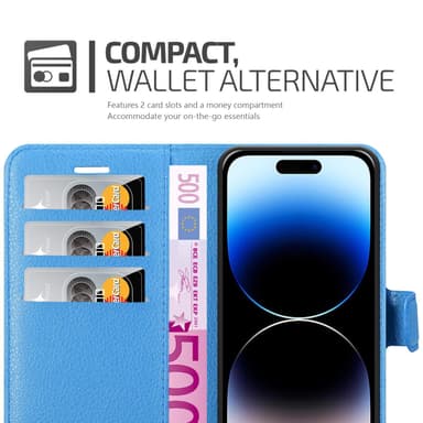 iPhone 14 PRO Pungetui Cover Case (Blå)