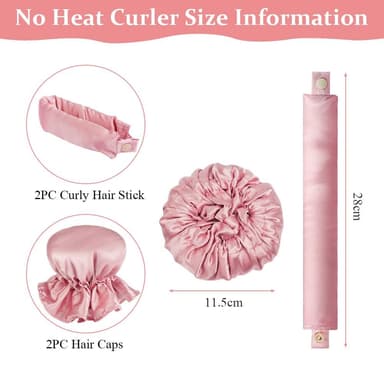 1-sæt Satin Heatless Hair Curler til at sove med om natten Lyserød