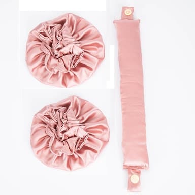 1-sæt Satin Heatless Hair Curler til at sove med om natten Lyserød