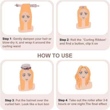 1-sæt Satin Heatless Hair Curler til at sove med om natten Lyserød