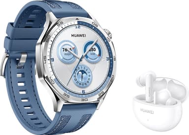 Huawei Watch GT 5 sportsur 46mm (blå) + FreeBuds 5i gaveæske