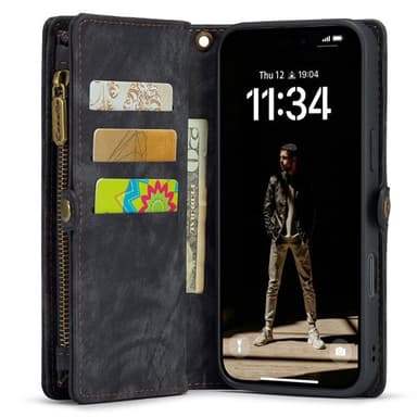 CaseMe mobilcover 008 8-kort iPhone 16 Plus - Sort/grå