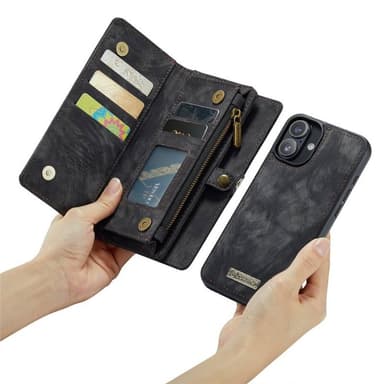 CaseMe mobilcover 008 8-kort iPhone 16 Plus - Sort/grå