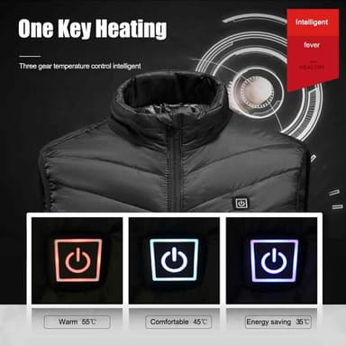 Genopladelig Opvarmet vest/varmevest 4 varmezoner Sort S