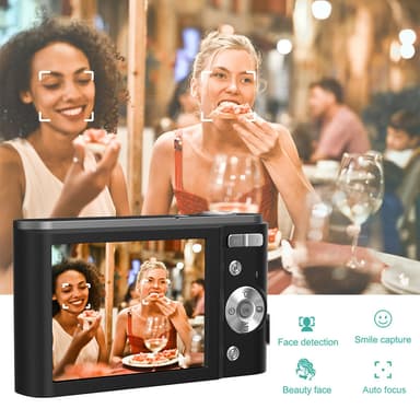 Digitalkamera 2.7K 48MP 1080P, 16x zoom, 32GB kort Sort