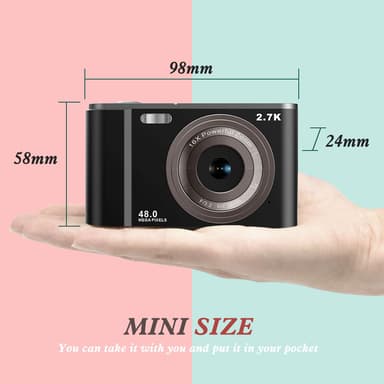 Digitalkamera 2.7K 48MP 1080P, 16x zoom, 32GB kort Sort