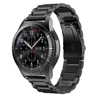 22 mm rustfrit stål urrem til Samsung Galaxy Wath 3 45 mm Huawei GT4 45 mm Sort