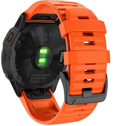 Garmin armbånd 26 mm Fenix 6X/5X Plus/3HR/Descent MK1 silikone Orange