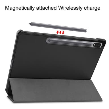 Trifoldet Stand Smart Taske til Samsung Galaxy Tab S7 Plus - Sort