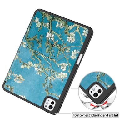 Til iPad Pro 11 (2024) Etui Tre-fold Stativ Tablet Cover med Pen Holder - Blossom