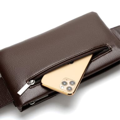Crossbody Brysttaske Talje Fanny Pack med Hul til Hovedtelefoner - Brun