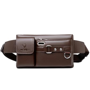 Crossbody Brysttaske Talje Fanny Pack med Hul til Hovedtelefoner - Brun
