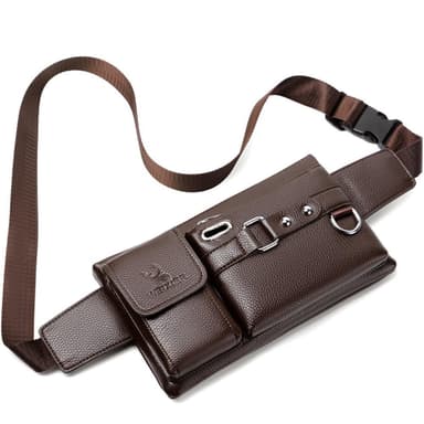 Crossbody Brysttaske Talje Fanny Pack med Hul til Hovedtelefoner - Brun