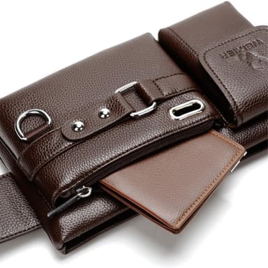 Crossbody Brysttaske Talje Fanny Pack med Hul til Hovedtelefoner - Brun