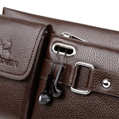 Crossbody Brysttaske Talje Fanny Pack med Hul til Hovedtelefoner - Brun
