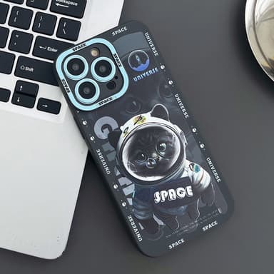 TPU telefon cover Cover til iPhone 15 Pro Cover Cat - Sort