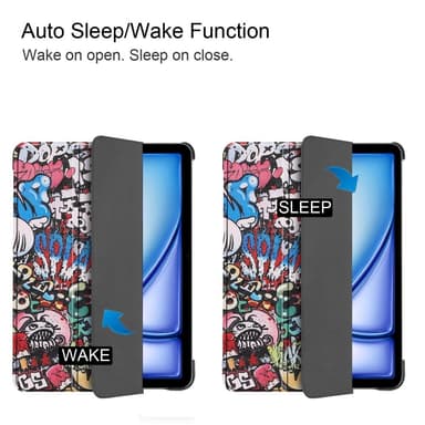 Til iPad Air 11 (2024) Etui Tre-fold Stativ Tablet Cover - Graffiti