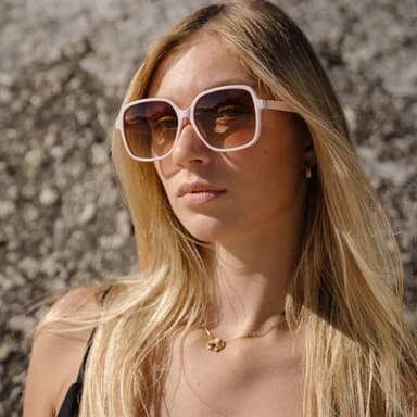 Pink solbriller med brun linse