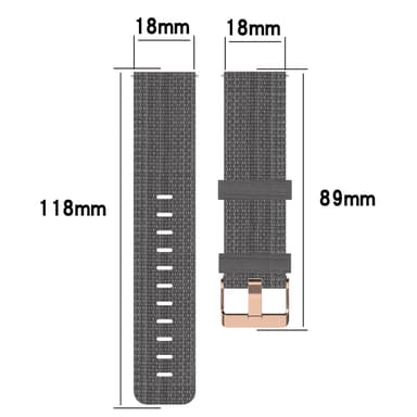 Urrem Nylon Grå 18 mm