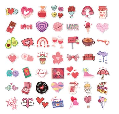Love Heart Stickers 50-pak MultiColor N13