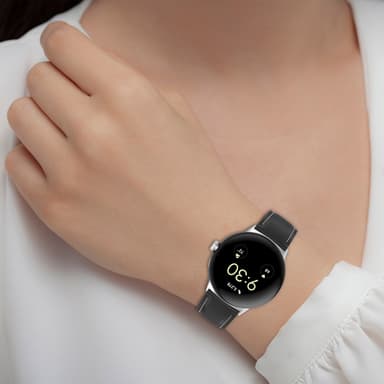 Urrem i ægte læder 20 mm kompatibel med Google Pixel Watch 1/2 Sort