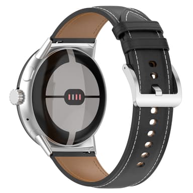 Urrem i ægte læder 20 mm kompatibel med Google Pixel Watch 1/2 Sort