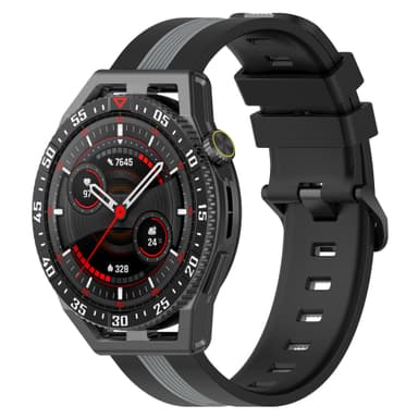 22 mm silikonerem til Garmin/Samsung/Xiaomi ure Sort+grå