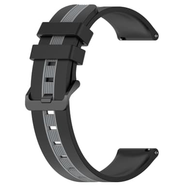 22 mm silikonerem til Garmin/Samsung/Xiaomi ure Sort+grå