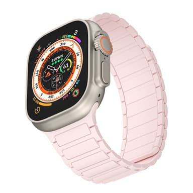 Silikone magnetrem til Apple Watch 1/2/3/4/5/6/7/8/9, Apple Watch SE Lyserød 42/44/45/49 mm