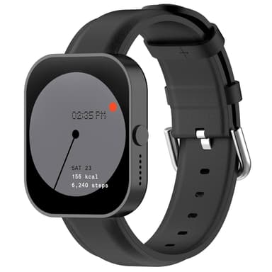 22 mm læder sportsbånd kompatible med CMF BY NOTHING Watch Pro Sort