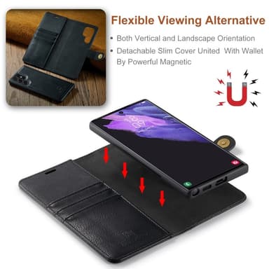 DG MING Samsung S25 Ultra 2-i-1 Magnet Flip Cover - Sort