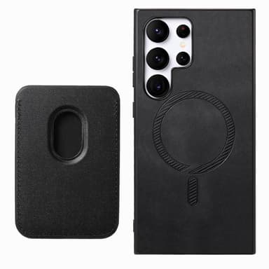 SKALO Samsung S25 Ultra 2-i-1 PU-læder cover+Kortholder Cover - Sort