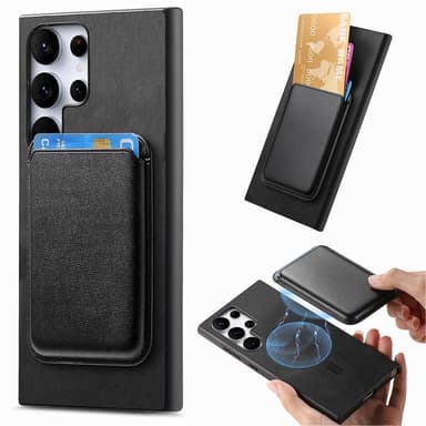 SKALO Samsung S25 Ultra 2-i-1 PU-læder cover+Kortholder Cover - Sort
