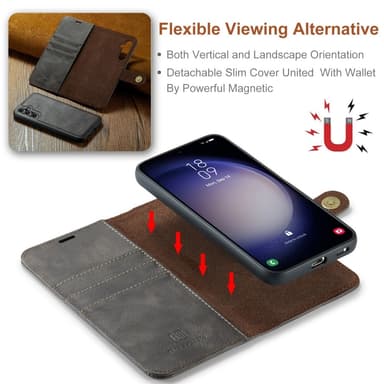 DG MING Samsung S25 2-i-1 Magnet Flip Cover - Grå