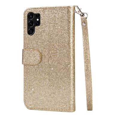 SKALO Samsung S25 Ultra Glitter Lynlås Flip Cover - Guld