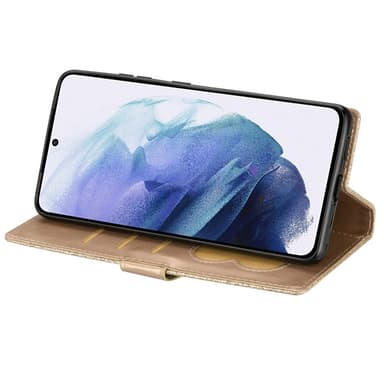 SKALO Samsung S25 Ultra Glitter Lynlås Flip Cover - Guld