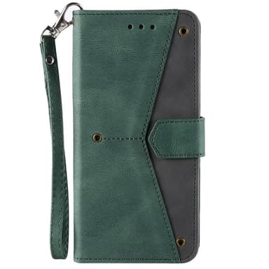 SKALO Samsung S25 Premium PU-læder Splicing Flip Cover - Grøn
