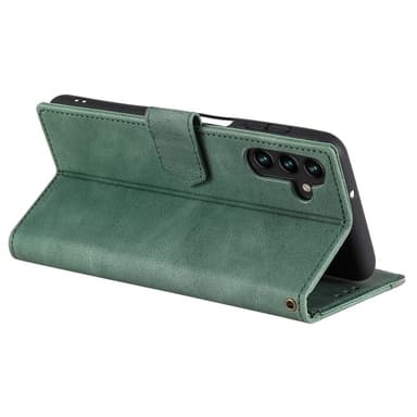SKALO Samsung S25 Premium PU-læder Splicing Flip Cover - Grøn