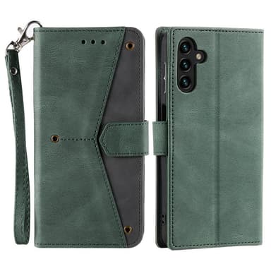 SKALO Samsung S25 Premium PU-læder Splicing Flip Cover - Grøn