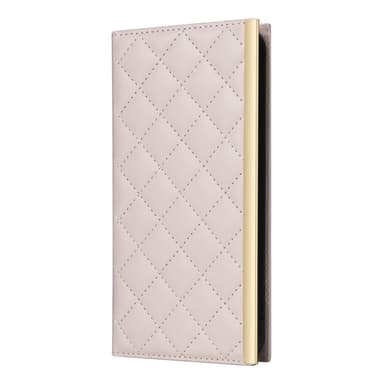 SKALO Samsung S25 Quiltet skulderrem med guldkant Flip Cover - Beige