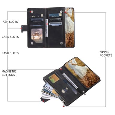 SKALO Xiaomi Redmi Note 14 Pro 5G Style 005 Big Wallet Quiltat Flip Cover - Sort